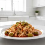 Bacalao Noruego en jitomate con aceitunas y papas
